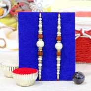 Set of 2 Rakhis - Elegant Pearl & Rudraksha Rakhi Set