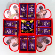 Love Explosion Box - 8 Dairy Milk, Choclairs Gold 10 Pcs, 4 Photo and Explosion Box