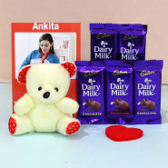 5 Dairy Milk, Small Teddy and Personalized Card