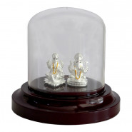 Silver Laxmi Ganesha Round Showpiece