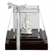 Silver Ganesha Square Showpiece