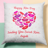 Kiss Day Personalized Cushion & Valentine Greeting Card