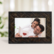 Personalized Brown Texture Photo Frame & Card