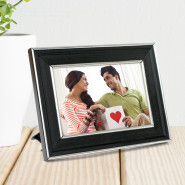 Personalized Black Frame with Silver Border Photo Frame & Card