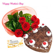 Lovely Wish - Bunch of 20 Red Roses, Black Forest Heart Cake 2 kg and Card