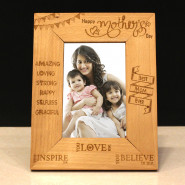 Personalized Engraved Wooden Photo Frame for Mother's Day and Card