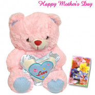 Lovable Teddy for Mom - Pink Heart Teddy with love 6" and Card