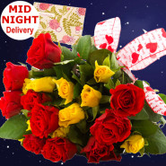 Admirable Gift - 24 Red And Yellow Roses + Card