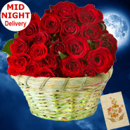 Miles Of Smiles - 25 Red Roses Basket + Card