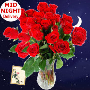 Passion of Red - 24 Red Roses in Vase + Card