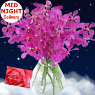 Beautiful Orchids - 12 Orchids in Vase + Card