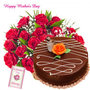 Red Roses for You - 100 Red Roses in Basket, 1/2 Kg Chocolate Cake and Card