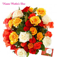 Artificial Mix Roses - 20 Artificial Mix Roses + Mother's Day Greeting Card
