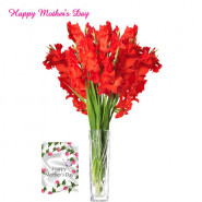 Artificial Lily Vase - 12 Artificial Lily Vase + Mother's Day Greeting Card