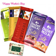 Cadbury Bars - 3 Temptations, 2 Cadbury Dairy Milk Silk, and Card