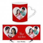 Personalized Heart Handle Mug (Two Photos) & Card