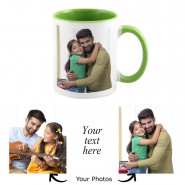 Personalized Inside Green Mug (Two Photos) & Card