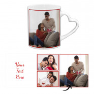 Personalized Heart Handle Mug with Three Photos & Card