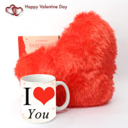 Hearty Mug - Heart Pillow, I Love You Personalized Mug and Card