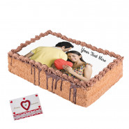 Square Shaped Chocolate Truffle Photo Cake 1 Kg & Valentine Greeting Card