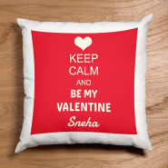 Keep Calm and Be My Valentine Personalized Cushion & Valentine Greeting Card