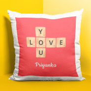 Love You Personalized Cushion & Valentine Greeting Card