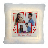 Love You Personalized LED Cushion & Valentine Greeting Card
