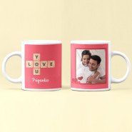 Adorably Stunning - Happy Valentines Day Personalized Cushion, Love You Personalized Mug, Messages In A Bottle With Rose, 2 Dairy Milk, 2 Five Star, 2 Kit Kat & Valentine Greeting Card