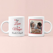 Enchanting and Engaging - Our Love is Magic Personalized Mug, Personalized Rotation Cube (Six Photo), 2 Dairy Milk & Valentine Greeting Card