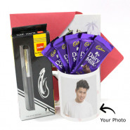 All the Best - Personalized Mug, Cello Pen, 5 Dairy Milk and Card