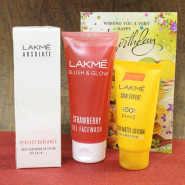 Lakme Skin Product for Her - Lakme Absolute Perfect Radiance Lotion, Lakme Face Wash, Lakme Sun Expert SPF 50 Ultra Matte Lotion and Card