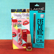 Lakme Delight Combo - Lakme Lip Love, Lakme Nail Polish, Lakme Eyeconic Kajal and Card