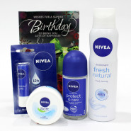 Nivea for Women Hamper - Nivea Lip Balm, Nivea Deo, Nivea Deodorant Protect & Care, Nivea Soft Light Moisturiser and Card