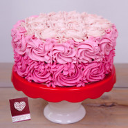 Pink Rose Swirl Cake 1 Kg & Valentine Greeting Card