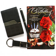 Gift Set - Pen, Key Chain, Visiting Card Holder Gift Set and Card