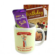 Love on Birthday - Happy Birthday Personalized Photo Mug, Dairy Milk Silk and Card