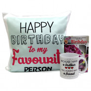 My Brother - Happy Birthday Personalized Photo Cushion, Happy Birthday Personalized Photo Mug and Card