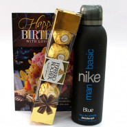 Deo Duo - Ferrero Rocher 4 Pcs, Nike Original Deodorant Spray and Card