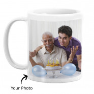 To Dad - Happy Birthday Personalized Photo Mug, Happy Birthday Personalized Photo Cushion and Card