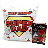 Father's Cushion - Happy Birthday Personalized Photo Cushion and Card