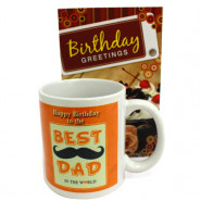 Father's Mug - Happy Birthday Personalized Photo Mug and Card