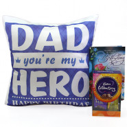Celebration For Father - Happy Birthday Personalized Photo Cushion, Mini Celebrations and Card