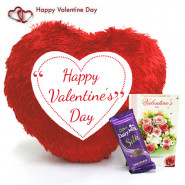 Silky Heart - Heart Shape Happy Valentines Day Pillow, Dairy Milk Silk and Card
