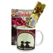 Love Signal - Happy Birthday Personalized Photo Mug, Ferrero Rocher 4 Pcs and Card