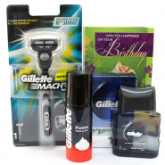 Love for Hubby - Mach3 Shaving Razor, Gillette Foam, Gillette Aftershave and Card