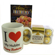 Rocher Muggy - Happy Birthday Personalized Photo Mug, Ferrero Rocher 16 Pcs and Card