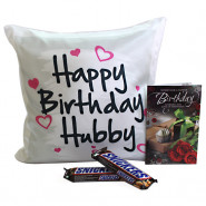 Sneaky Love - Happy Birthday Personalized Photo Cushion, 2 Snickers and Card
