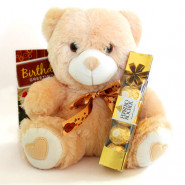 Golden Softy - Teddy 6 inches, Ferrero Rocher 4 Pcs and Card