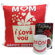Pillow N Mug - Happy Birthday Personalized Photo Cushion, Happy Birthday Personalized Photo Mug and Card