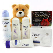 Soft Dove - Dove Shampoo, Dove Conditioner, Dove Face Wash, Dove Soap, Dove Deo, Teddy 6 inches and Card